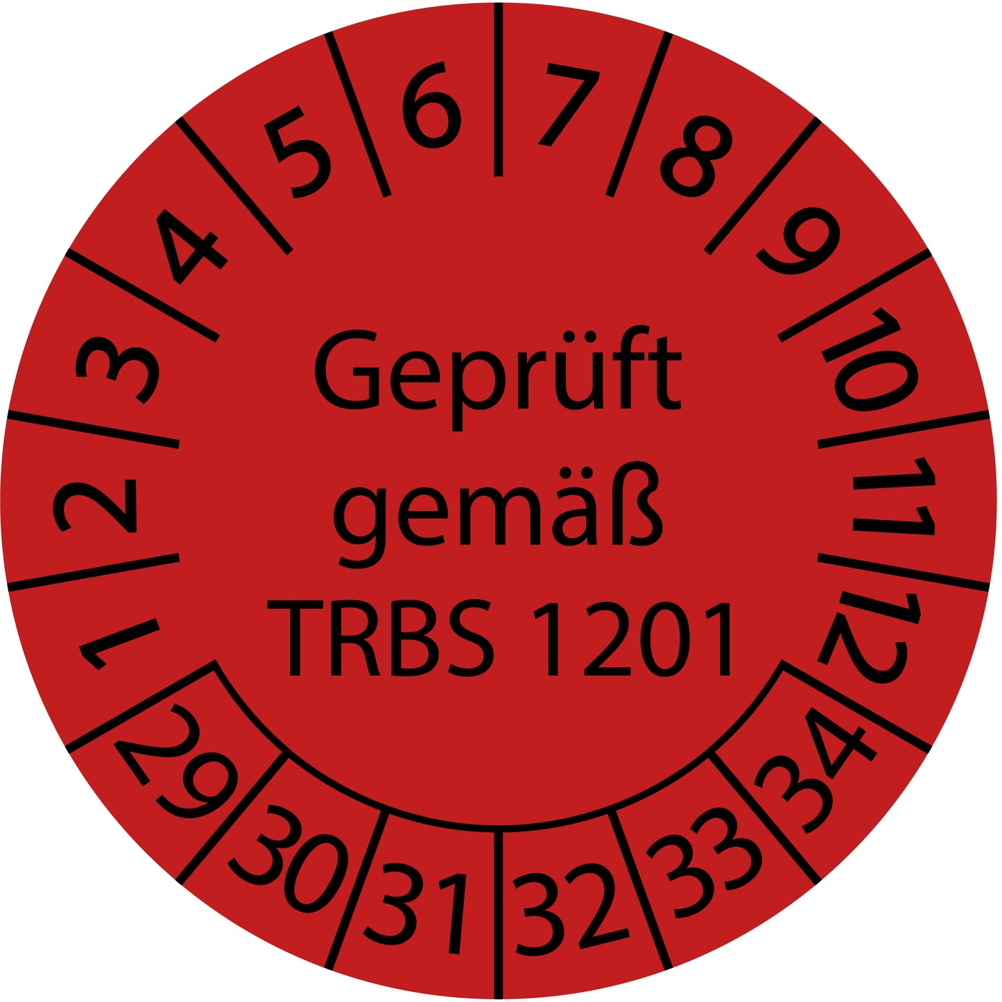 Mehrjahresprüfetiketten, Geprüft gemäß TRBS 1201, Startjahr: 2029 aus Papier oder Plastik