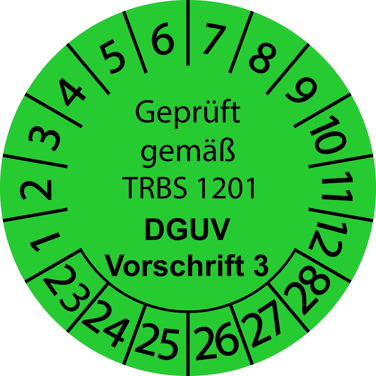 Mehrjahresprüfetiketten, Geprüft gemäß TRBS 1201, DGUV Vorschrift 3, Startjahr: 2023 aus Papier oder Plastik