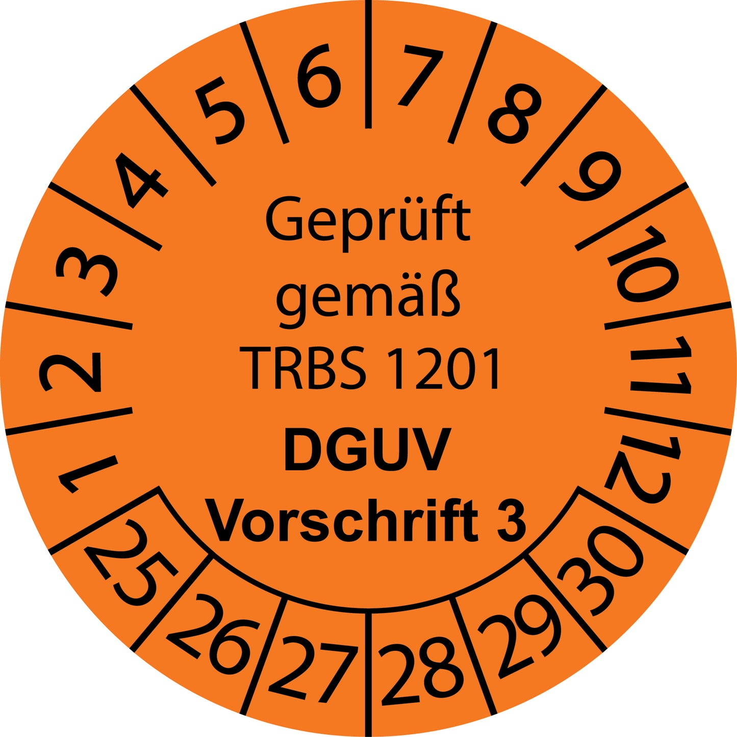 Mehrjahresprüfetiketten, Geprüft gemäß TRBS 1201, DGUV Vorschrift 3, Startjahr: 2025 aus Papier oder Plastik
