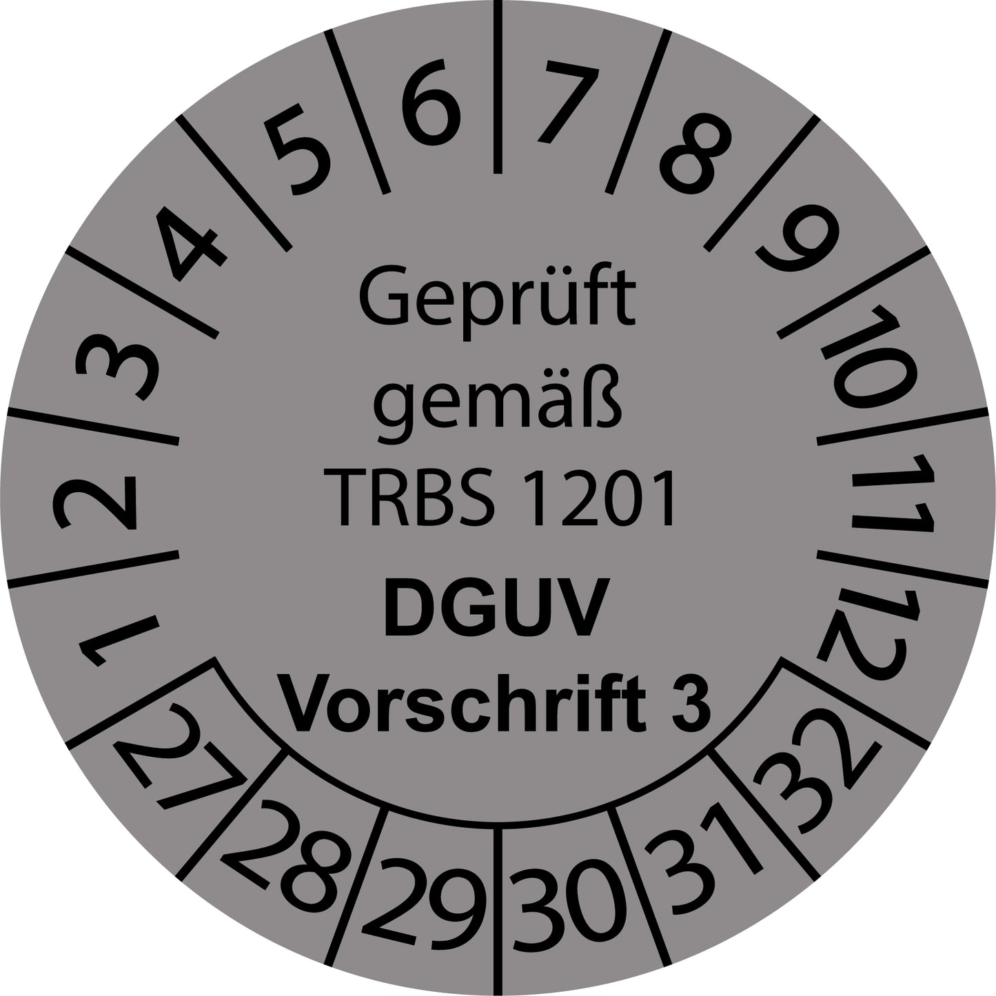 Mehrjahresprüfetiketten, Geprüft gemäß TRBS 1201, DGUV Vorschrift 3, Startjahr: 2027 aus Papier oder Plastik