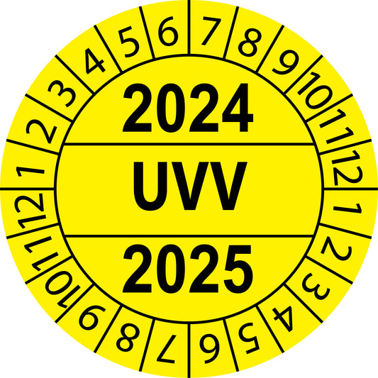 Mehrjahresprüfetiketten, UVV, Startjahr: 2024 aus Papier oder Plastik