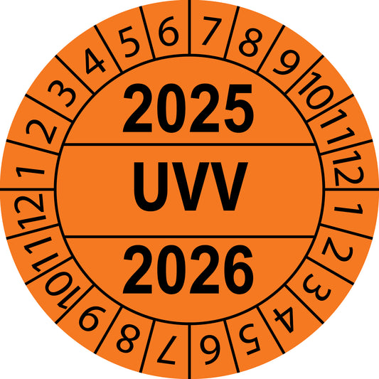 Mehrjahresprüfetiketten, UVV, Startjahr: 2025 aus Papier oder Plastik