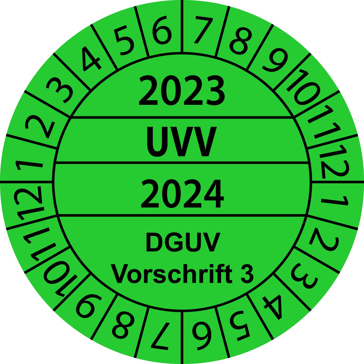 Mehrjahresprüfetiketten, UVV, DGUV Vorschrift 3, Startjahr: 2023 aus Papier oder Plastik