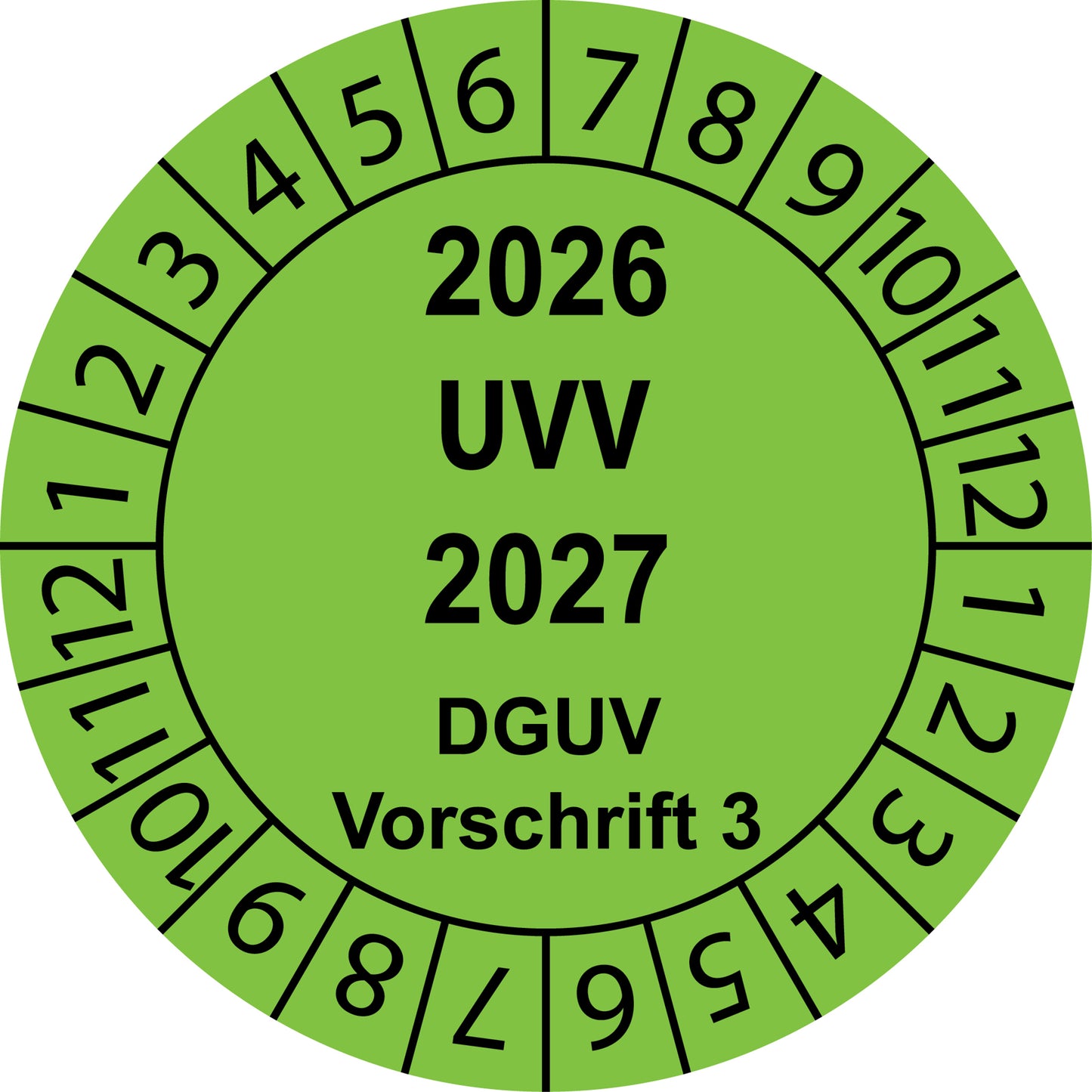 Mehrjahresprüfetiketten, UVV, DGUV Vorschrift 3, Startjahr: 2026 aus Papier oder Plastik