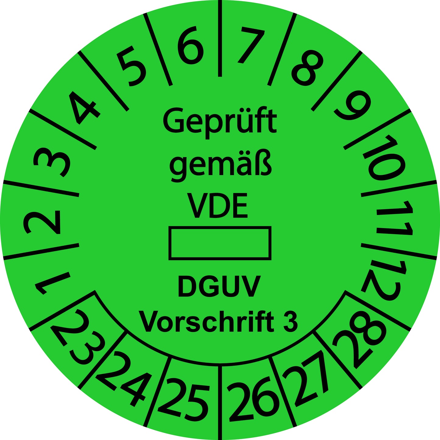 Mehrjahresprüfetiketten, Geprüft gemäß VDE ..., DGUV Vorschrift 3, Startjahr: 2023 aus Papier oder Plastik