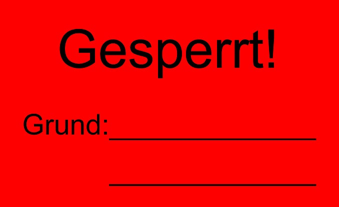 1000 Stück Qualitätssicherung "Gesperrt!" aus Papier ES-QUAL-1210