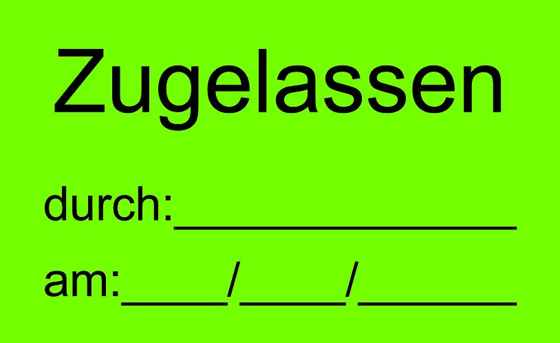 1000 Stück Qualitätssicherung "Zugelassen" aus Papier ES-QUAL-1320