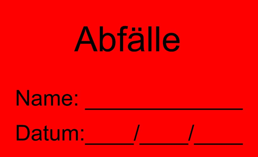 1000 Stück Qualitätssicherung "Abfälle" aus Plastik ES-QUAL-1600