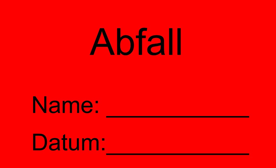 1000 Stück Qualitätssicherung "Abfall" aus Papier ES-QUAL-1650