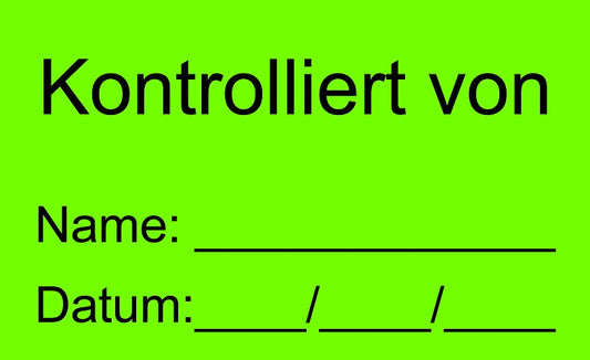 1000 Stück Qualitätssicherung "Kontrolliert von" aus Papier ES-QUAL-1700
