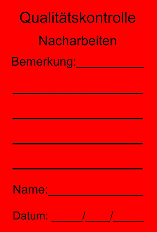 1000 Stück Qualitätssicherung "Qualitätskontrolle Nacharbeiten" aus Papier ES-QUAL-1810