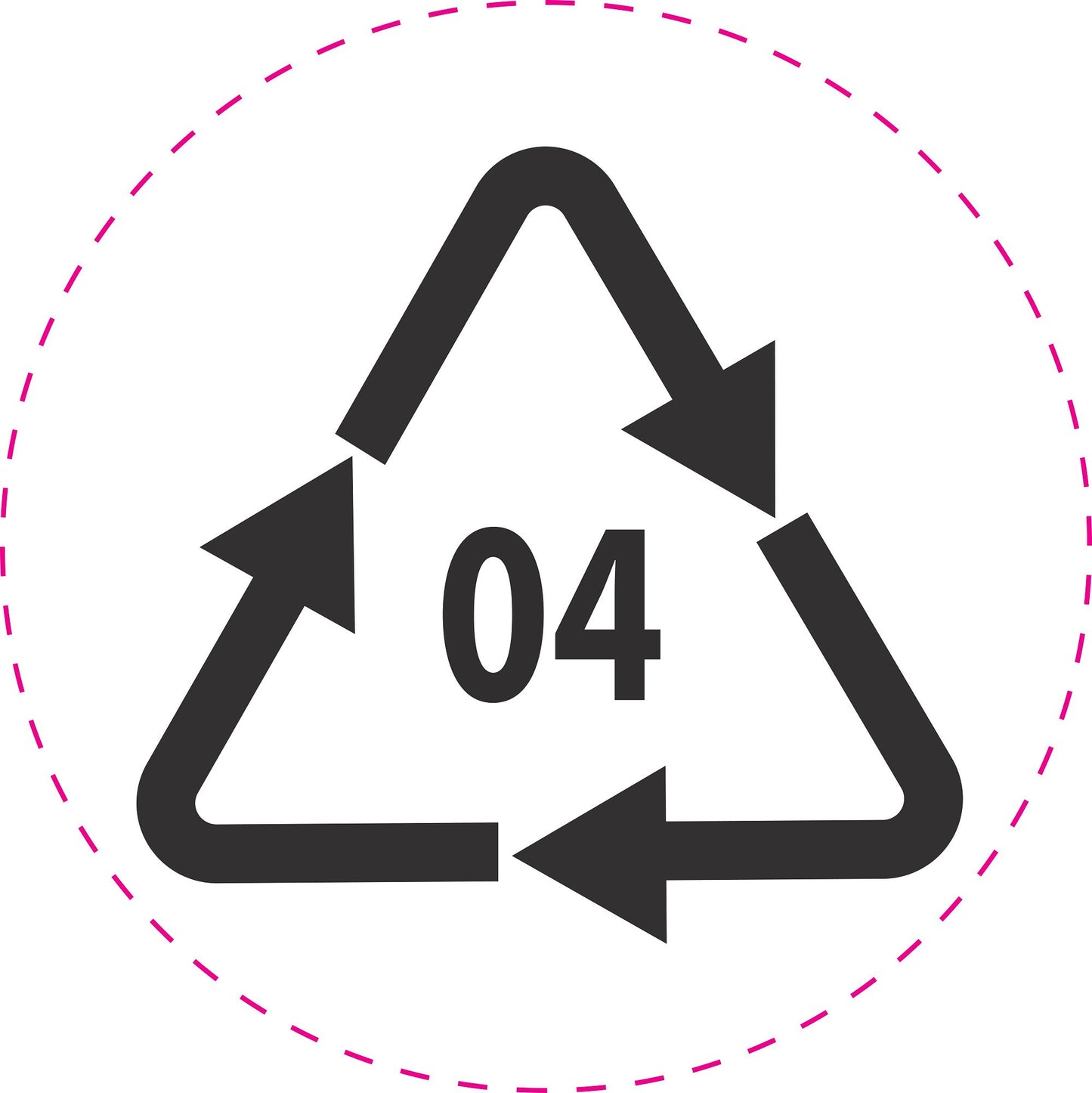 100 Recycling Aufkleber "Recyclingcode 04" ES-RYCL-200