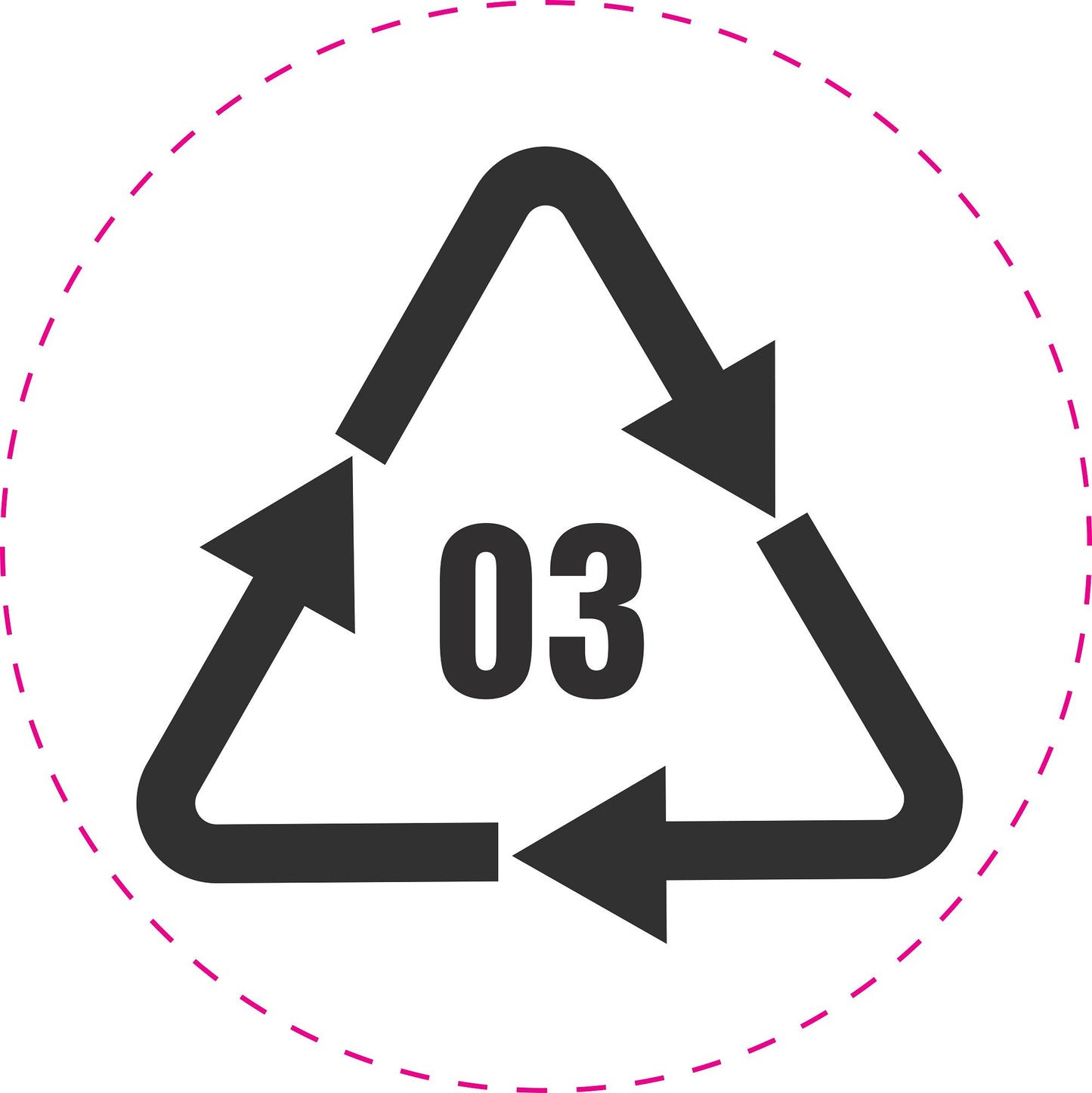 100 Recycling Aufkleber "Recyclingcode 03" ES-RYCL-700