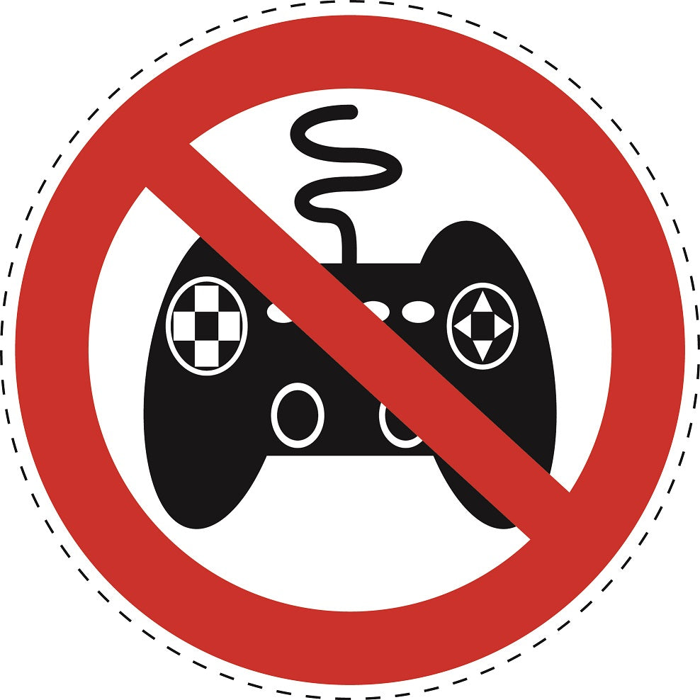 Verbotsaufkleber "kein Gaming" aus PVC Plastik, ES-SI20900