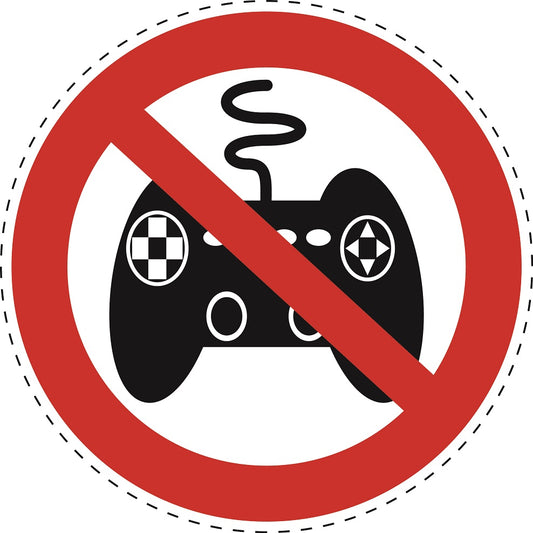 Verbotsaufkleber "kein Gaming" aus PVC Plastik, ES-SI20900
