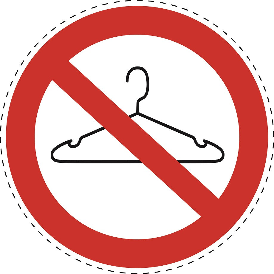 Verbotsaufkleber "Keine Drahtbügel" aus PVC Plastik, ES-SI28600