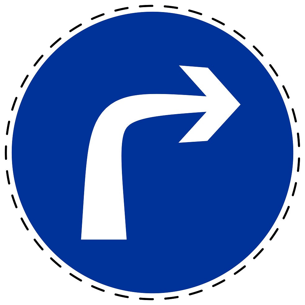 Gebotsaufkleber "rechts" aus PVC Plastik, ES-SIM1040