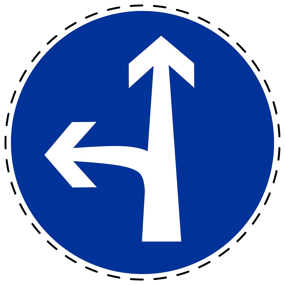 Gebotsaufkleber "Geradeaus oder links" aus PVC Plastik, ES-SIM1070