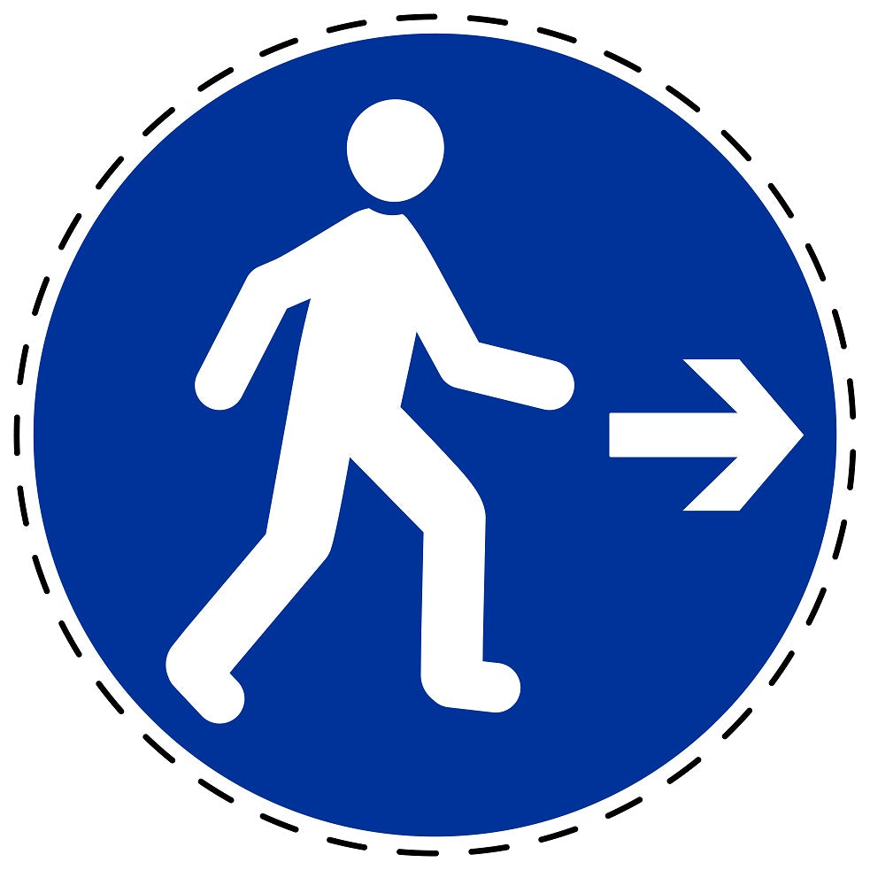 Gebotsaufkleber "Fußgänger, rechts" aus PVC Plastik, ES-SIM1090