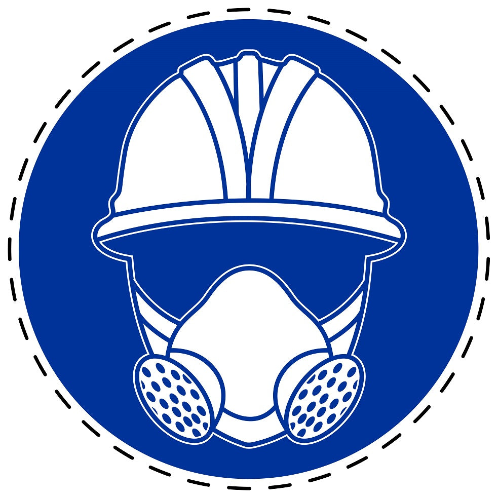 Gebotsaufkleber "Atem-,Kopf- Gesichtsschutz tragen" aus PVC Plastik, ES-SIM1430