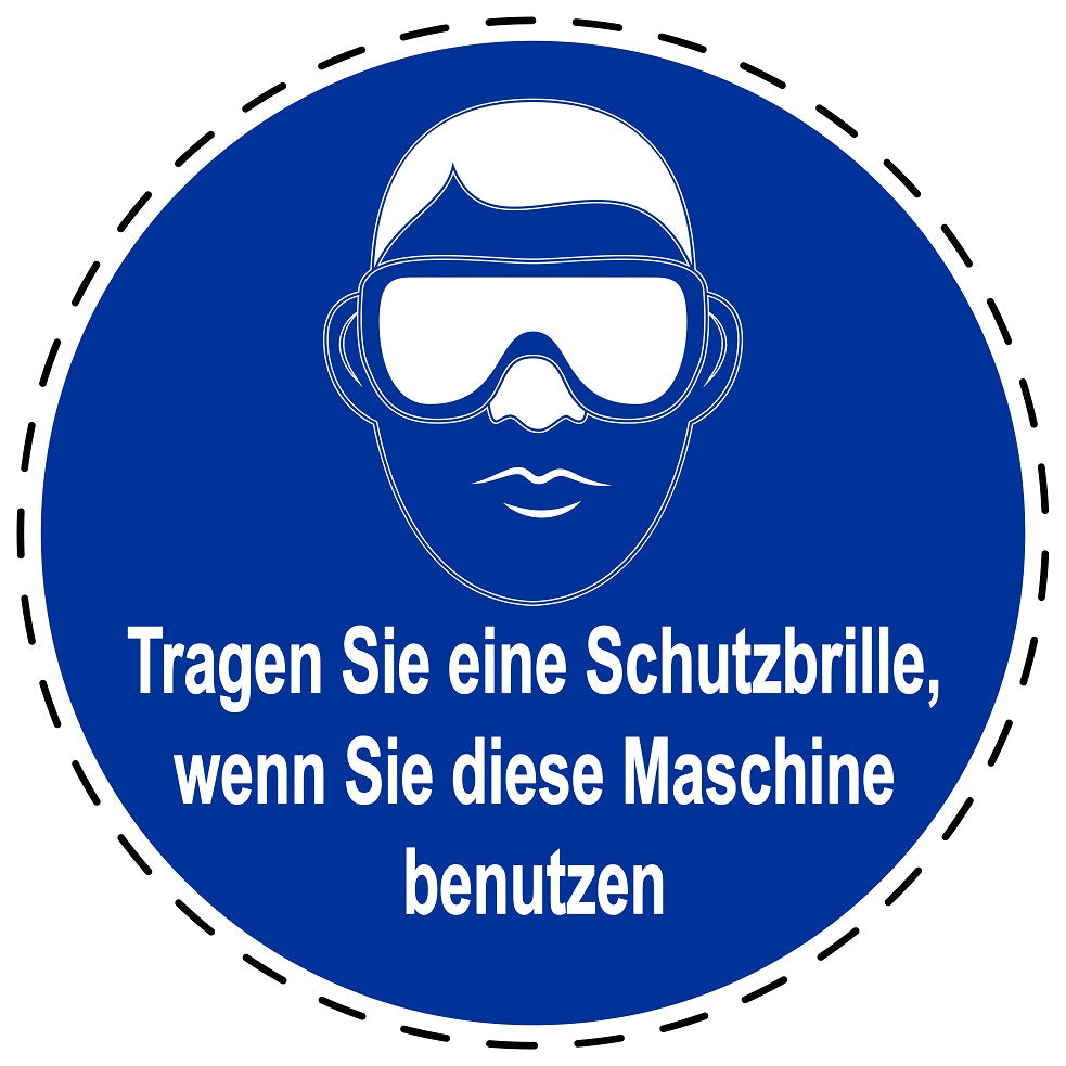 Gebotsaufkleber "Tragen Sie eine Schutzbrille, wenn Sie Diese Maschine benutzen" aus PVC Plastik, ES-SIM1470