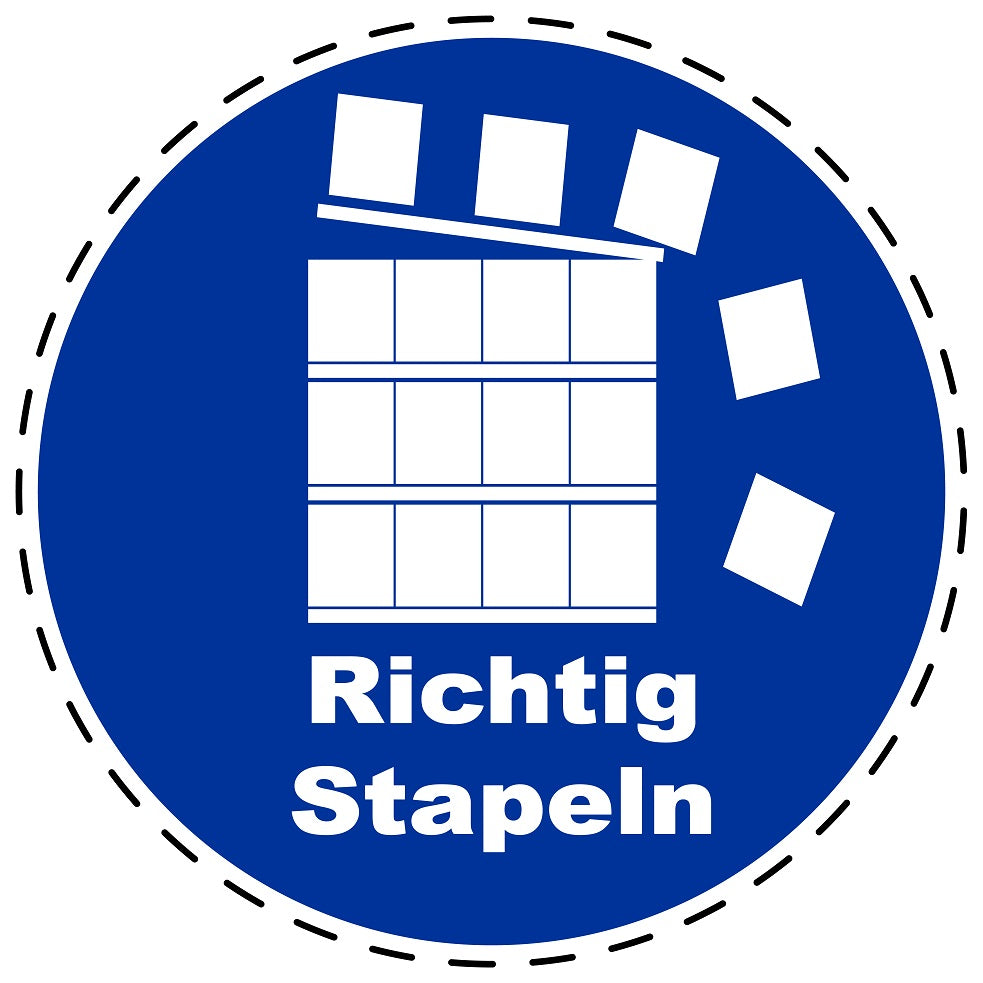 Gebotsaufkleber "Richtig Stapeln" aus PVC Plastik, ES-SIM1730