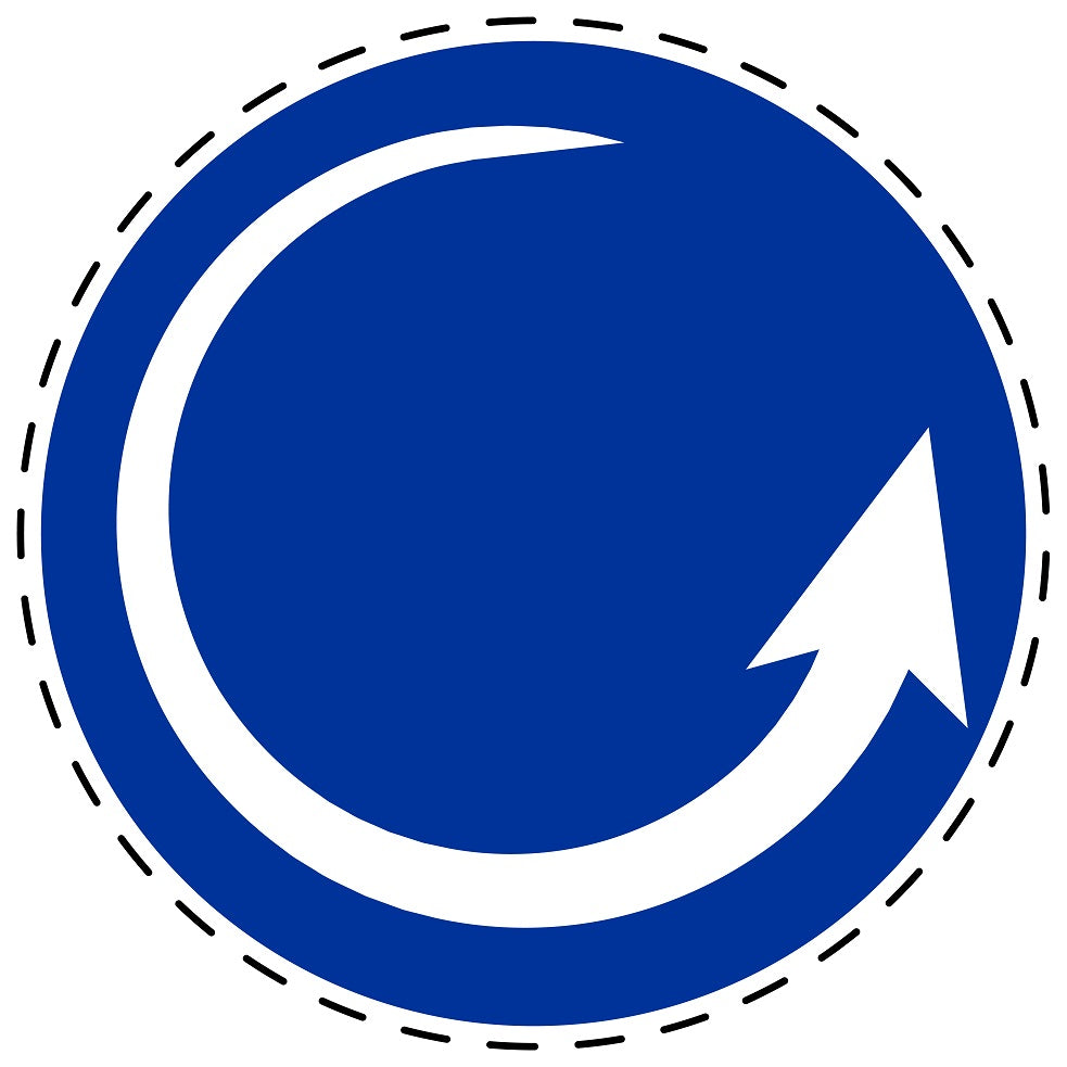 Gebotsaufkleber "Drehrichtung gegen den Uhrzeigersinn" aus PVC Plastik, ES-SIM1740