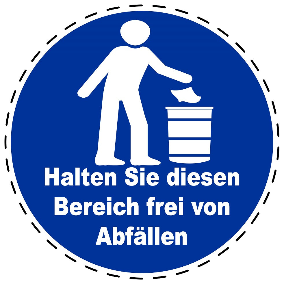 Gebotsaufkleber "Halten Sie diesen Bereich frei von Abfällen" aus PVC Plastik, ES-SIM1780