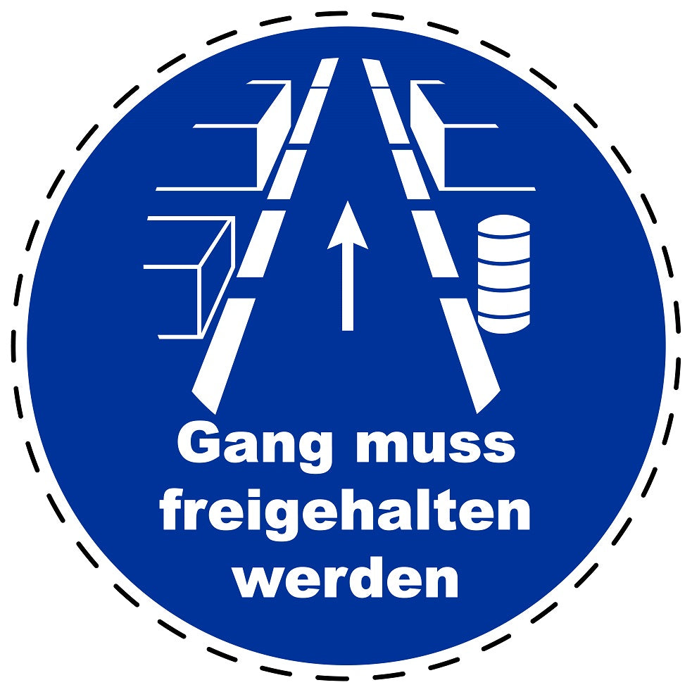 Gebotsaufkleber "Gang muss freigehalten werden" aus PVC Plastik, ES-SIM1790