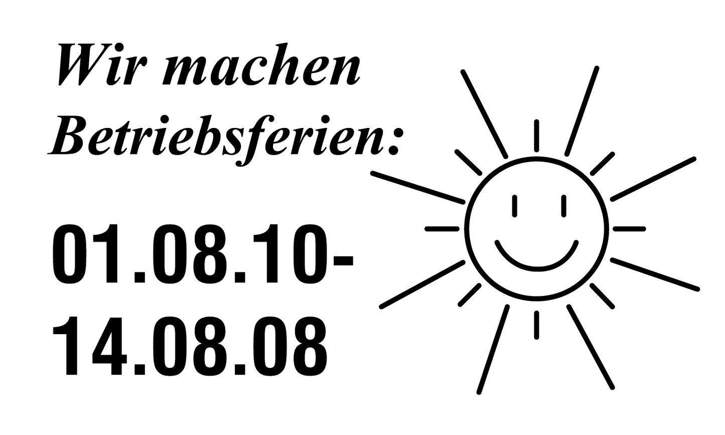 1000 Büroorganisation "Wir machen Betriebsferien:" aus Plastik ES-VAC300-PE