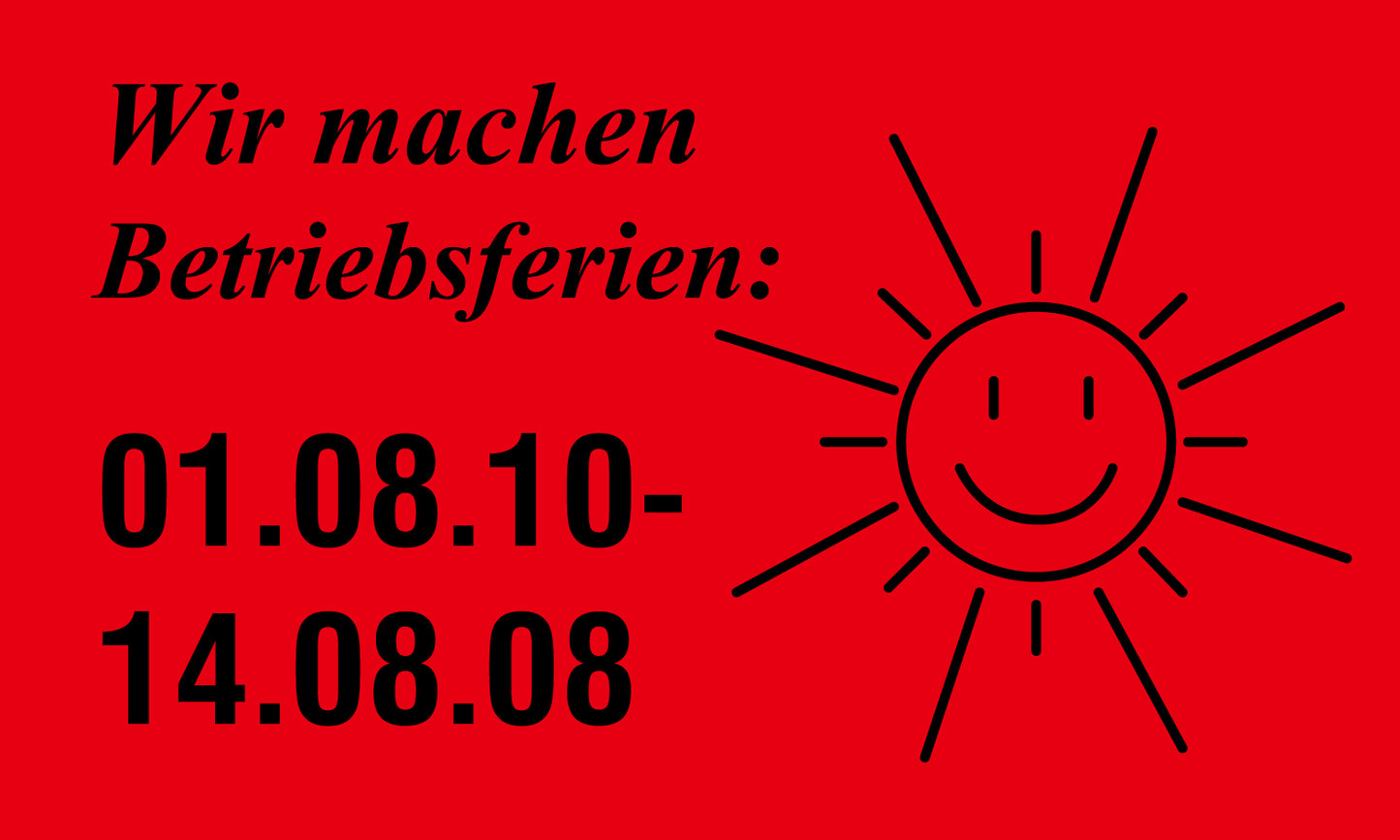 1000 Büroorganisation "Wir machen Betriebsferien:" aus Plastik ES-VAC300-PE