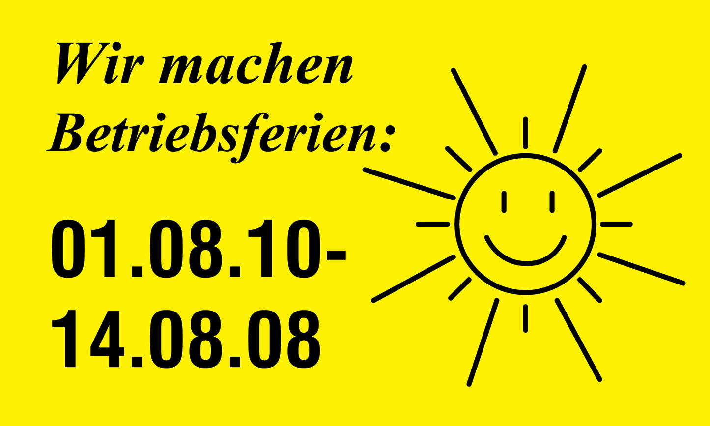 1000 Büroorganisation "Wir machen Betriebsferien:" aus Plastik ES-VAC300-PE