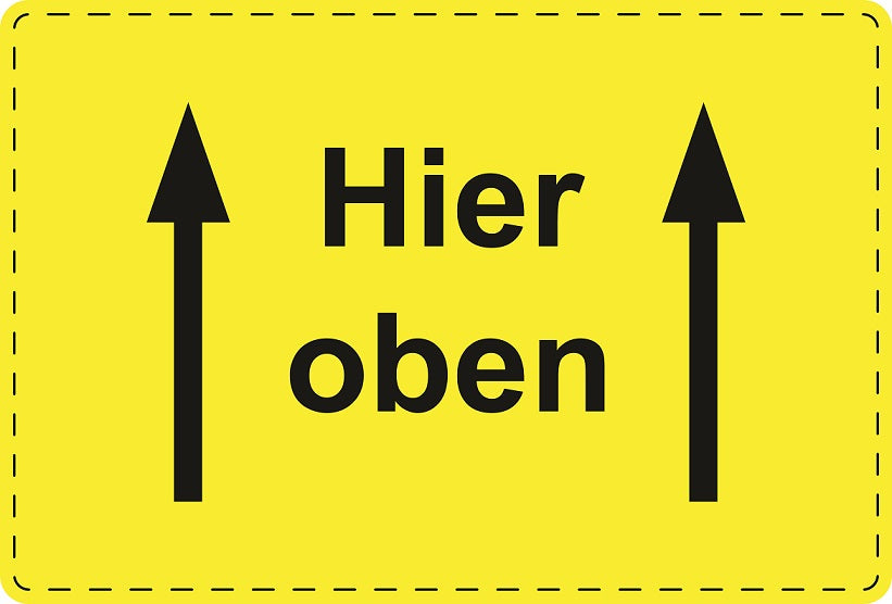 Versandaufkleber "↑Hier oben↑" aus Plastik
