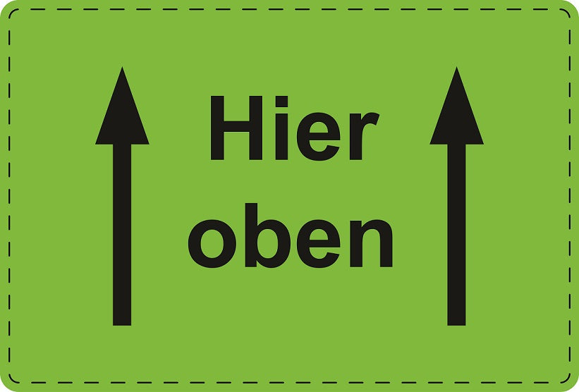 Versandaufkleber "↑Hier oben↑" aus Plastik