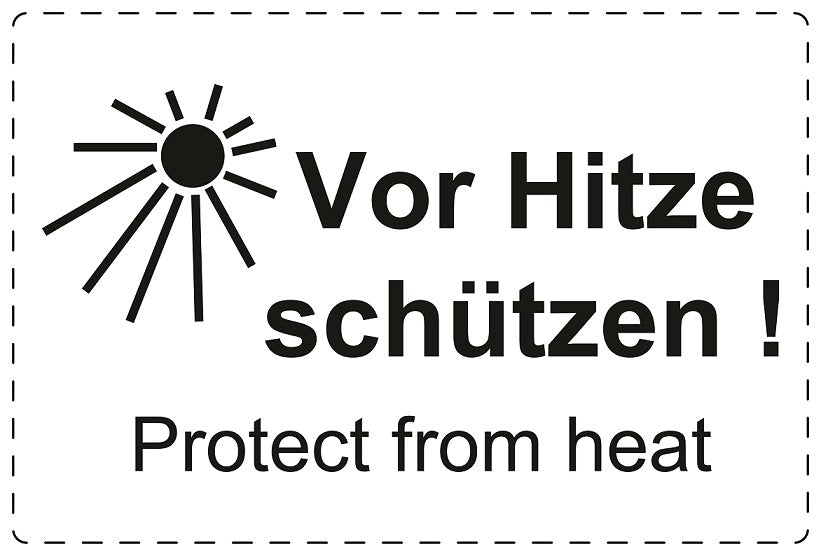 Versandaufkleber "Vor Hitze schützen! Protect from heat!" aus Papier