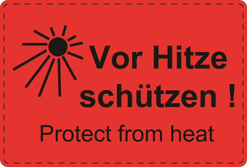 Versandaufkleber "Vor Hitze schützen! Protect from heat!" aus Papier