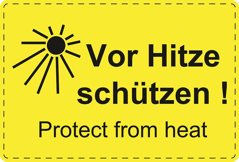Versandaufkleber "Vor Hitze schützen! Protect from heat!" aus Plastik