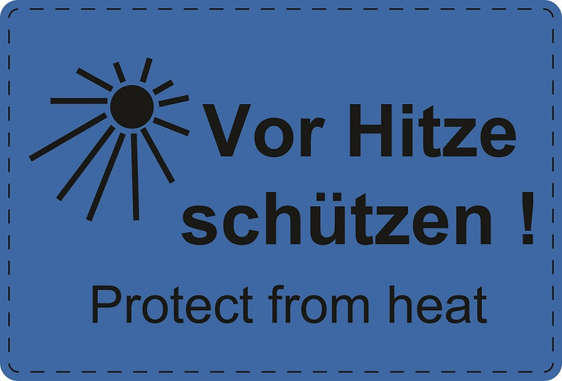 Versandaufkleber "Vor Hitze schützen! Protect from heat!" aus Plastik