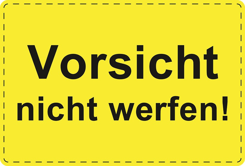 Versandaufkleber "Vorsicht nicht werfen!" aus Plastik