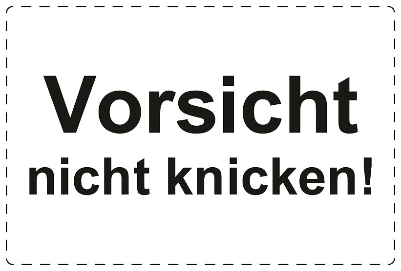 Versandaufkleber "Vorsicht nicht knicken!" aus Plastik