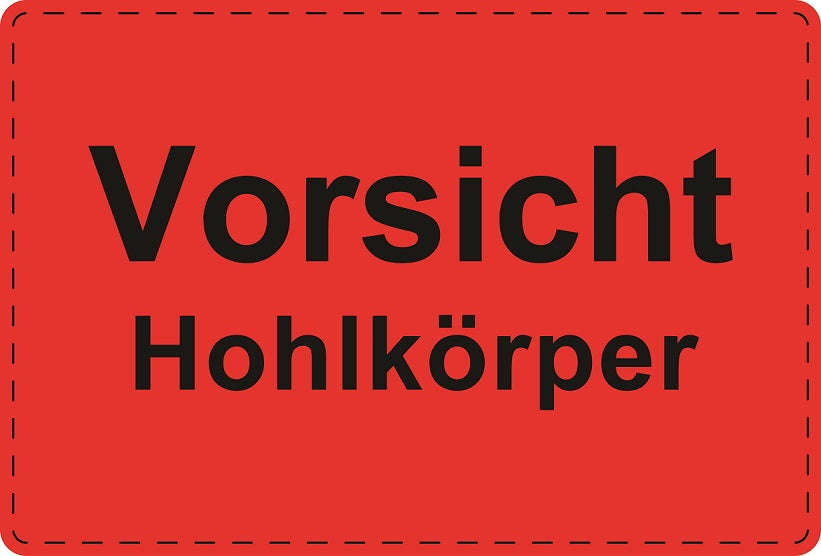 Versandaufkleber "Vorsicht Hohlkörper" aus Papier