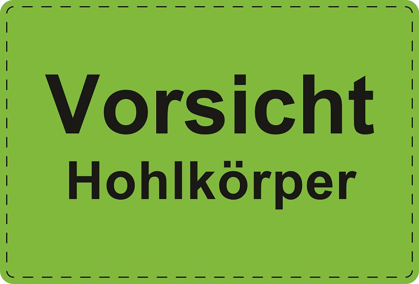 Versandaufkleber "Vorsicht Hohlkörper" aus Papier