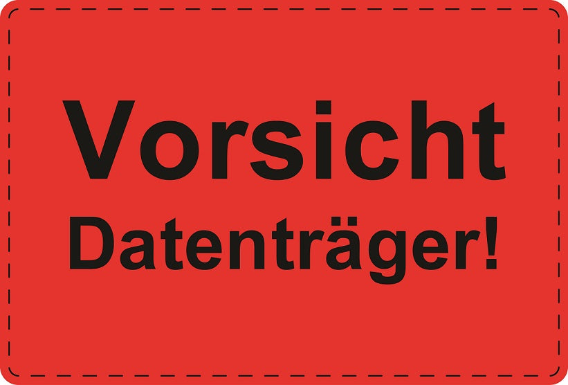 Versandaufkleber "Vorsicht Datenträger!" aus Papier