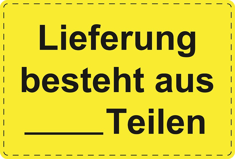 Versandaufkleber "Lieferung besteht aus ____ Teilen" aus Papier