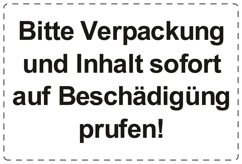 Versandaufkleber "Bitte Verpackung und Inhalt sofort auf Beschädigung prüfen!" aus Papier