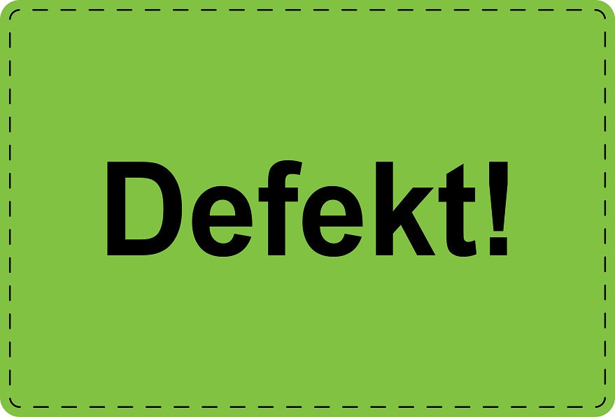 Versandaufkleber "Defekt!" aus Plastik