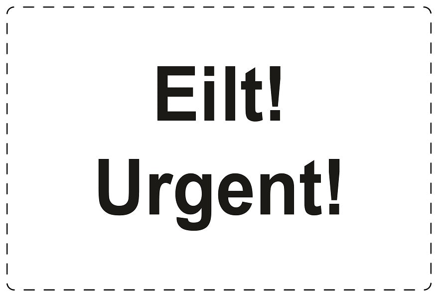 1000 Versandaufkleber "Eilt! Urgent!" aus Plastik ES-VER-PE-5000