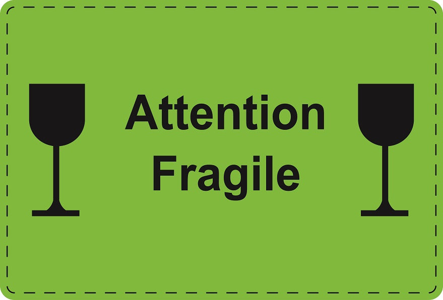 1000 Versandaufkleber "Attention Fragile" aus Plastik ES-VER-PE-5300
