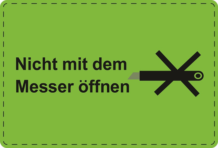 Versandaufkleber "Nicht mit dem Messer öffnen" aus Papier