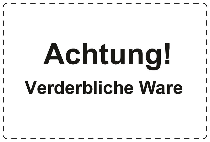 Versandaufkleber "Achtung! Verderbliche Ware" aus Papier